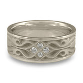 Wide Tulip Braid Wedding Ring with Diamonds in Platinum